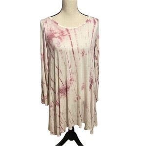 Pants Store Pink Tie-Dye Long Sleeve Women's Dress Size Large EUC Soft Layering